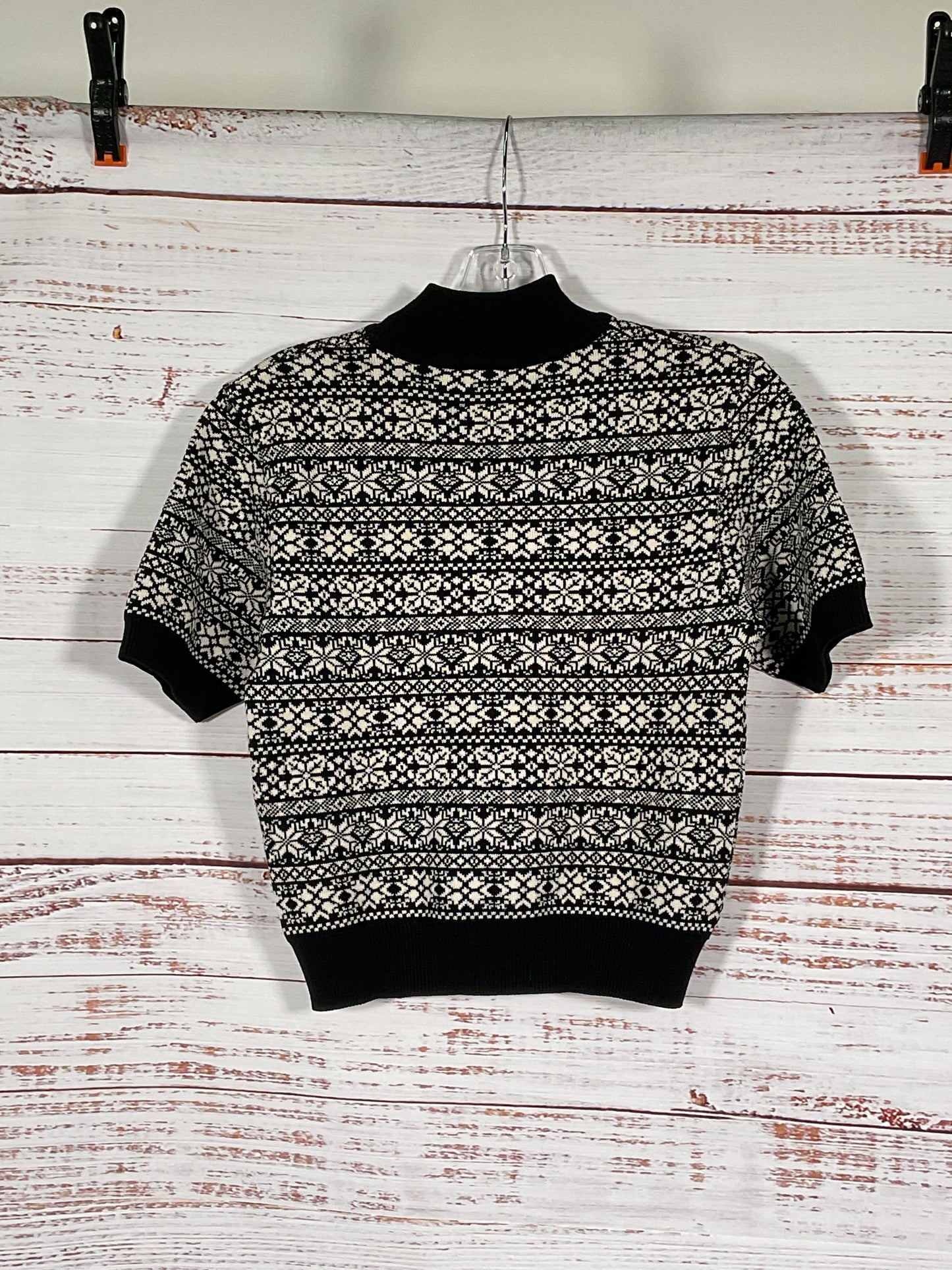 Escada Sport Black/White Patterned Knit Short Sleeve - Size S