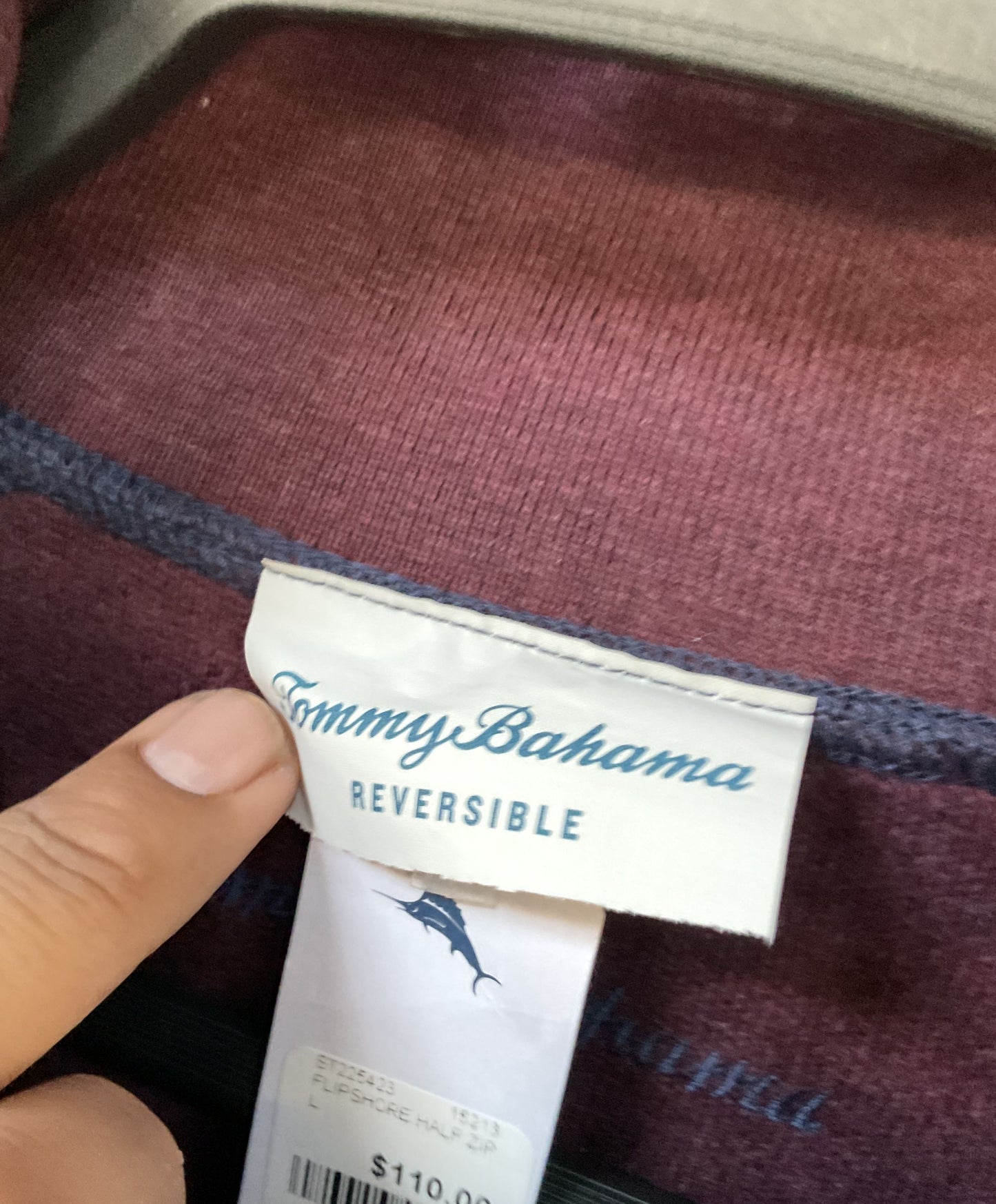 Tommy Bahama Flipshore Men's Blue / Red Half-Zip Reversible Sweater Size L