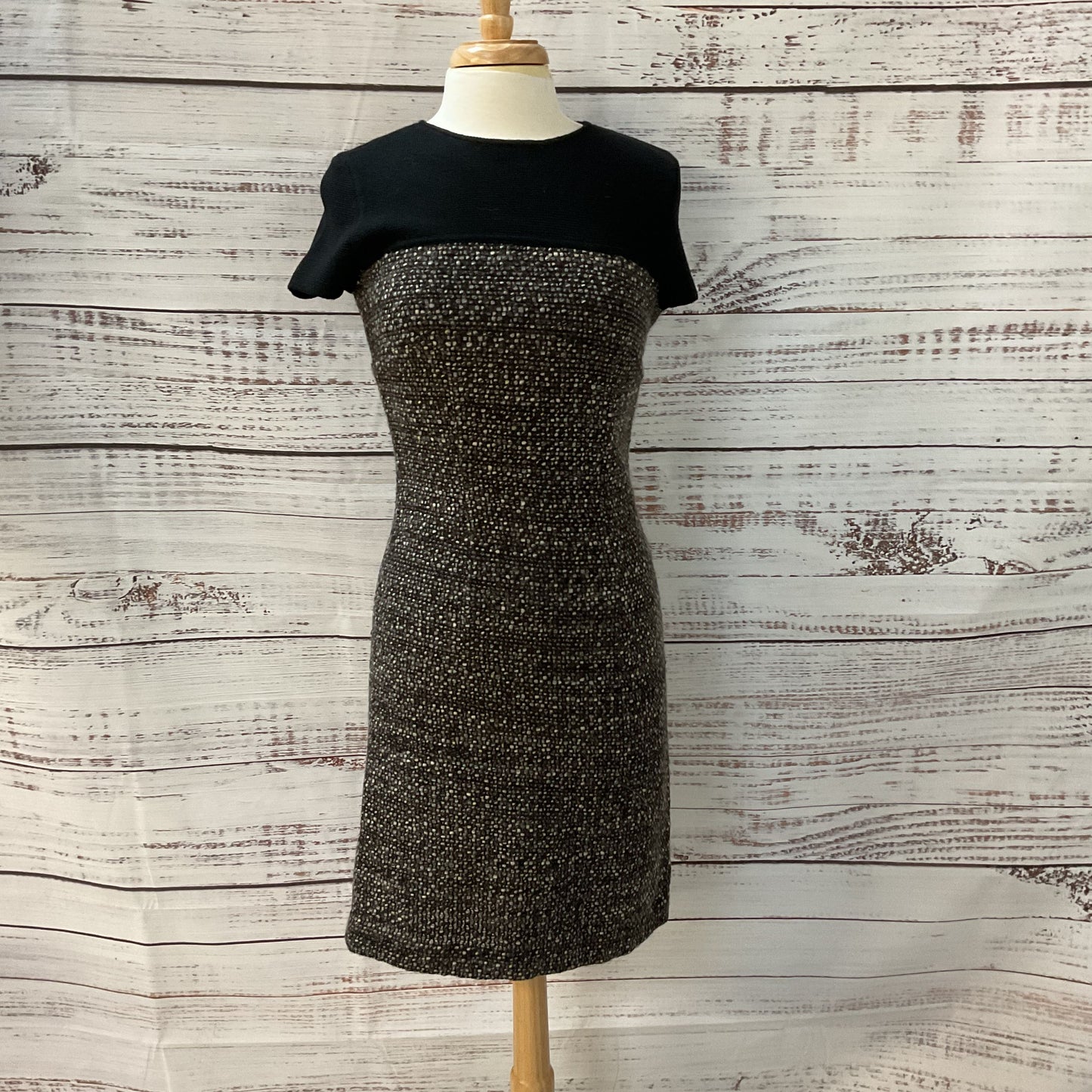 Brooks Brothers Boucle Wool Blend Tweed Brown Grey Dress - Size 2