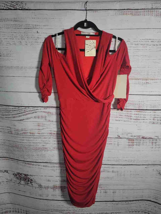 NWT Women's Boston Proper Red Cold Shoulder Dress Size 2