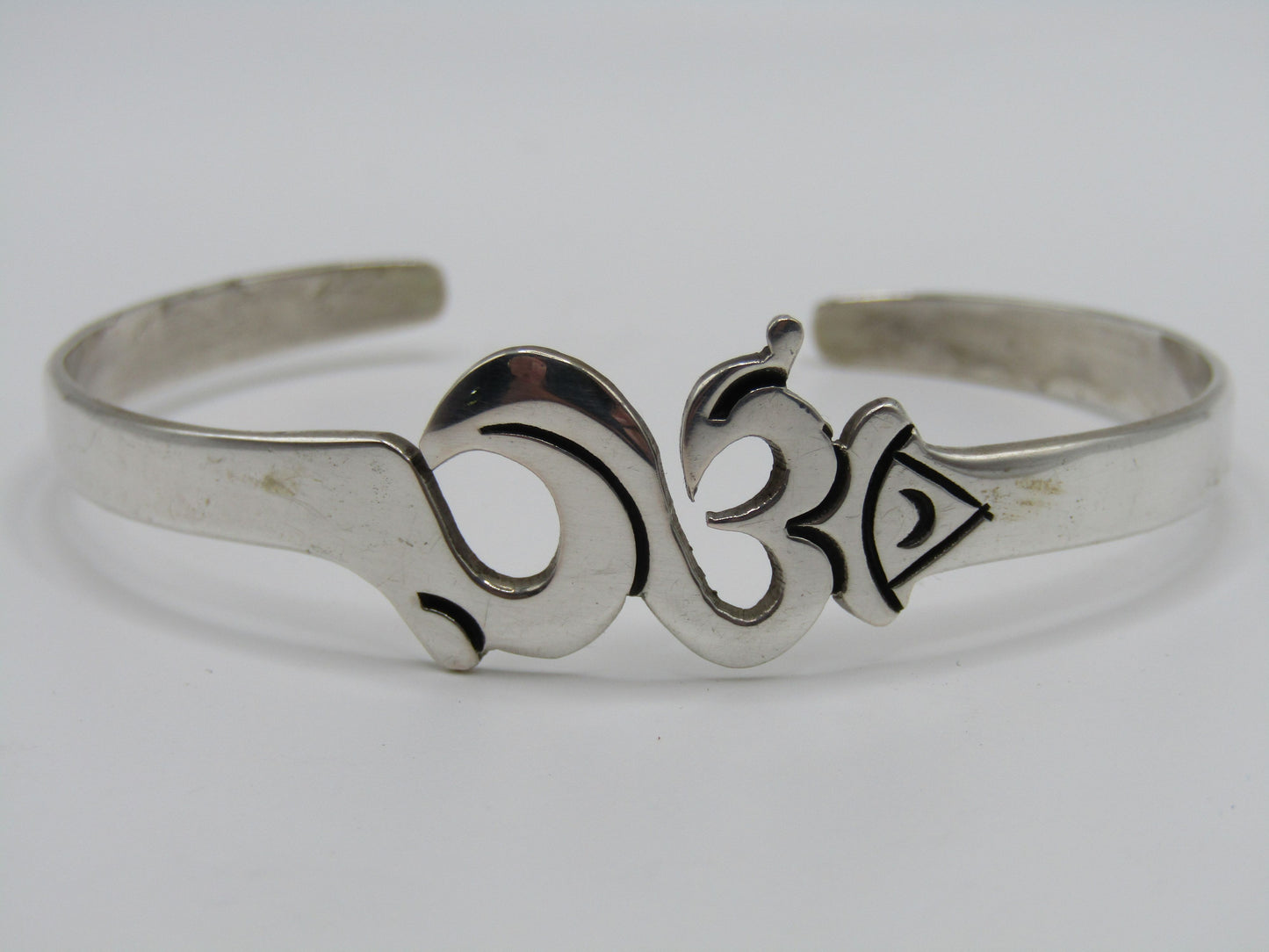 Sterling Silver Aum Om Cuff Bracelet