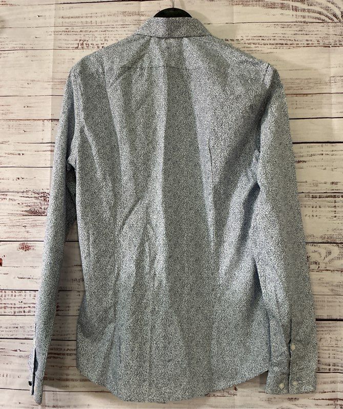 NWT Men's IKKS Blue Print Slim Fit Shirt Size S Retail $135