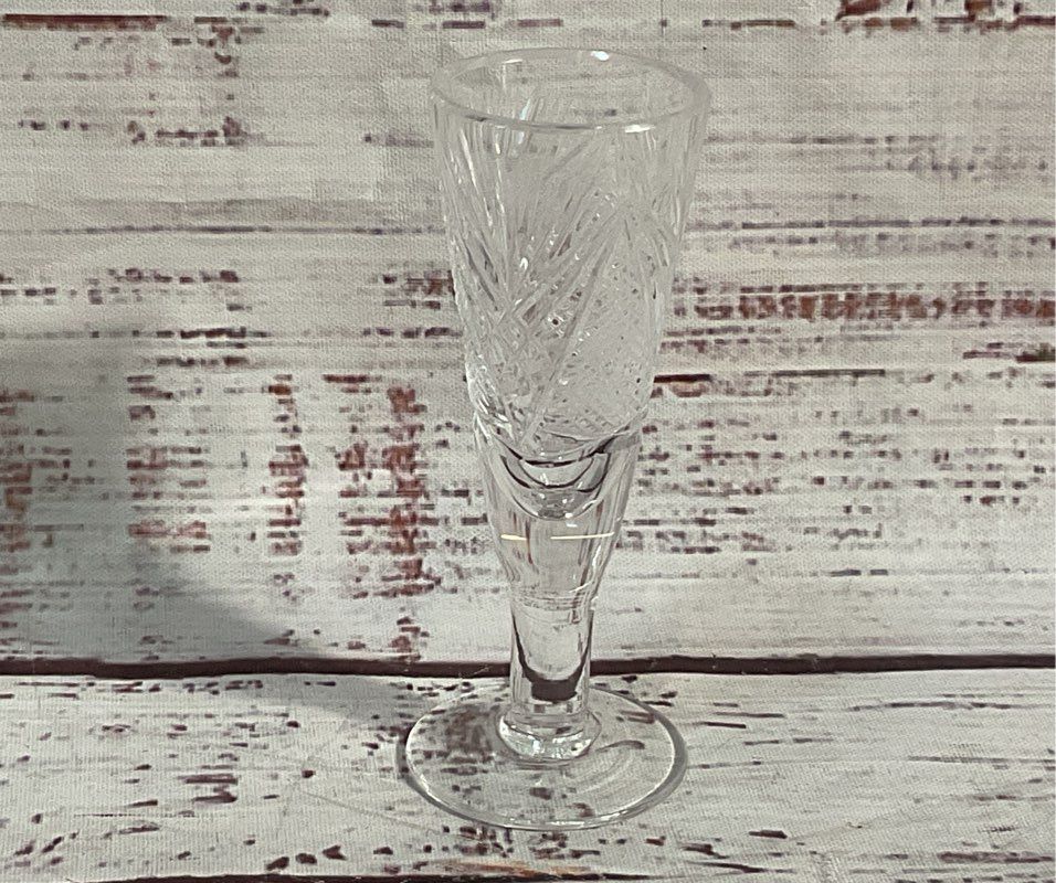 Vintage Cut Crystal 3.5" Set of 4 Sherry Port Shot Glasses Clear
