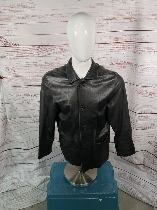 Vintage Men's Black Horse Company Vera Pelle Size XL Button Coat Jacket Black
