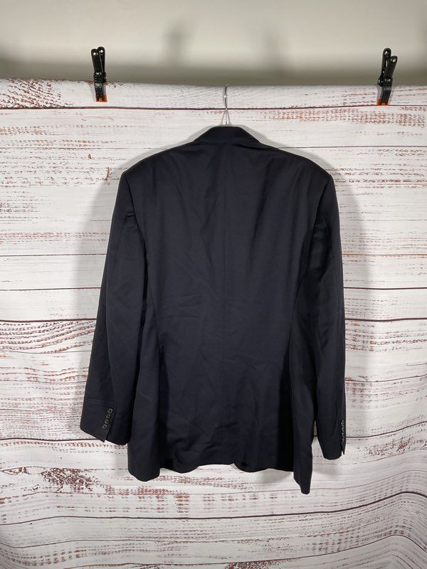 Burberry London Men's Navy Blue Wool Size 46L Suit Jacket