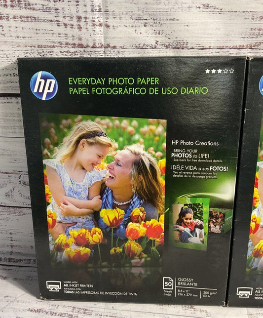 2-Packs! HP Everyday 50 Glossy Photo Paper Sheets Letter 8.5 x 11-Inch Sealed