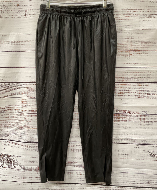 Theory Women's Black Paper Faux Leather Slit Leg Pull On Pants Size 2