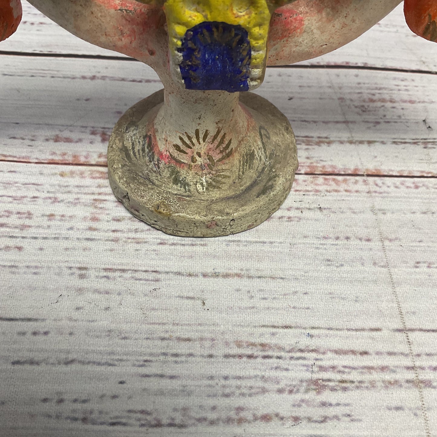 Mexican Folk Pottery Terracotta Candle Holder Tree of Life Flowers Leaves 6"