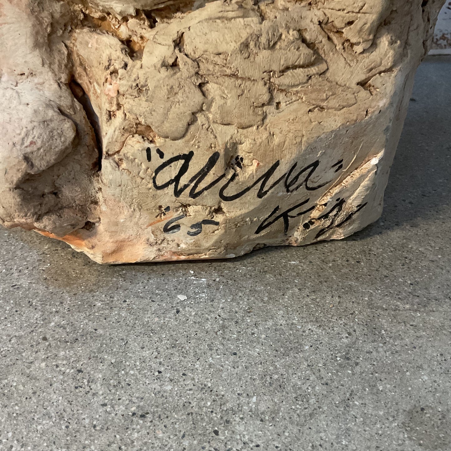 VTG. 1965 Signed Terracotta Clay Sculpture of Young Woman- 29"