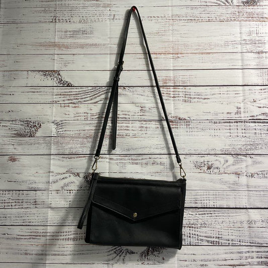 Antik Kraft Black Leather Crossbody Shoulder Bag Purse Handbag