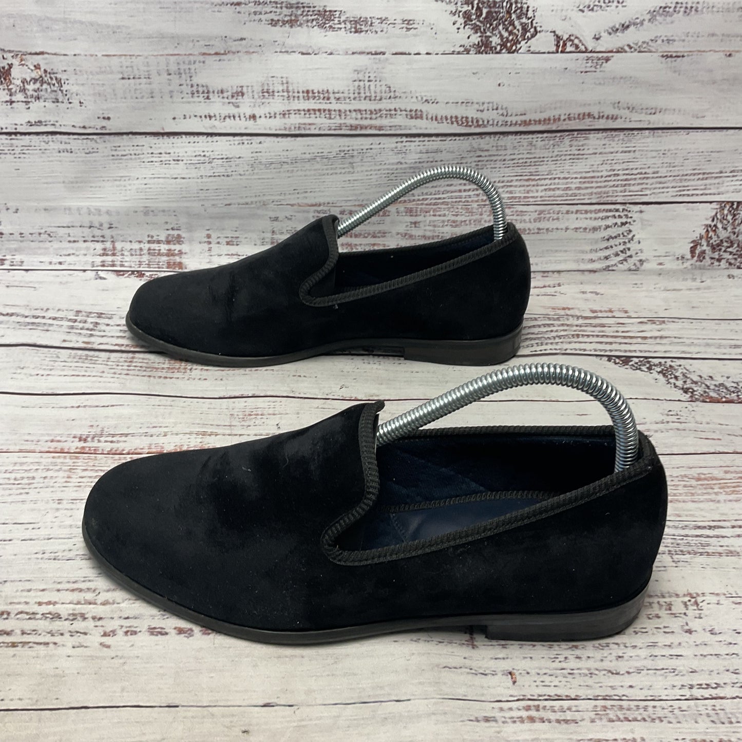 Duke + Dexter Black Velour Velvet Loafer Dress Shoe Men Size 7UK 8US
