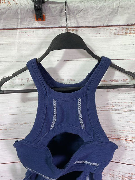 Astra Kidani Women's Ribbed Cutout Tank Top Blue Size M Made in USA