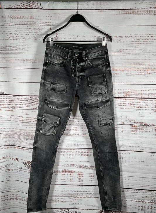 ArtMeetsChaos Skinny Cargo Jean Charcoal Punk- Size 30