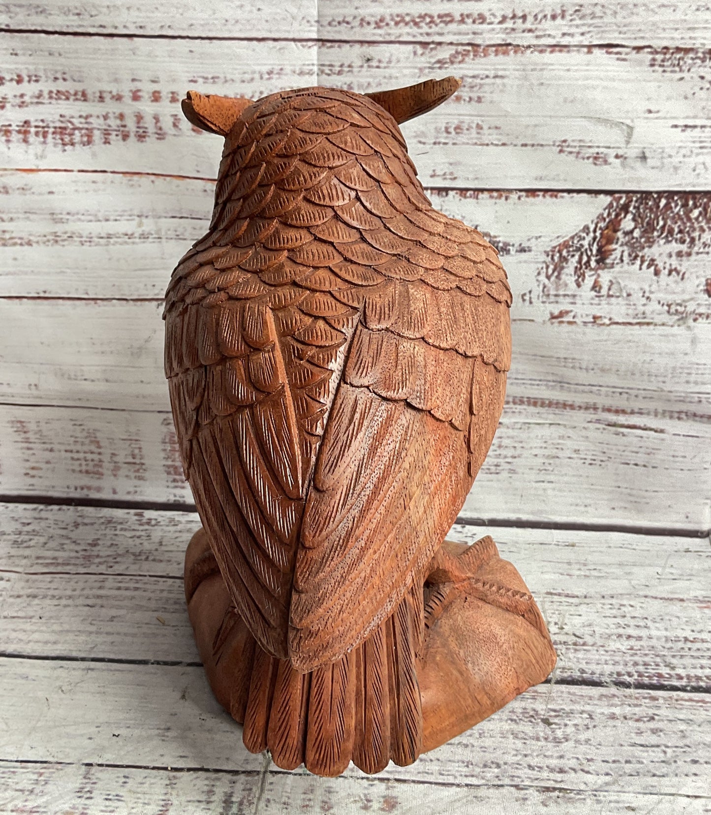 Hand Carved Wooden 8.5' Owl Brown