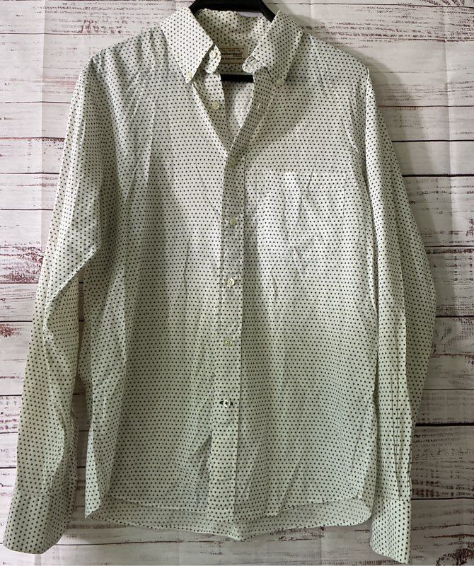 Men's New England Shirt Co White & Blue Star Print BU Shirt Size M Retail $178