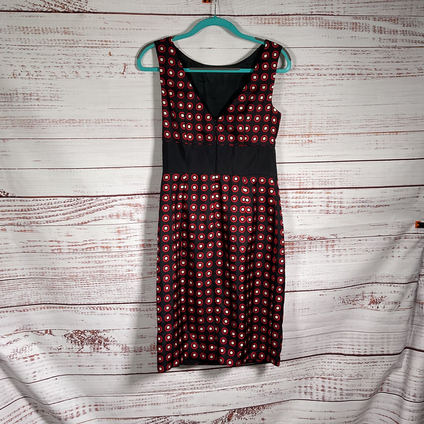 Milly Black Red Circle Print 100% Silk Sleeveless Dress- Size 6