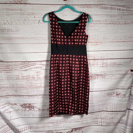 Milly Black Red Circle Print 100% Silk Sleeveless Dress- Size 6