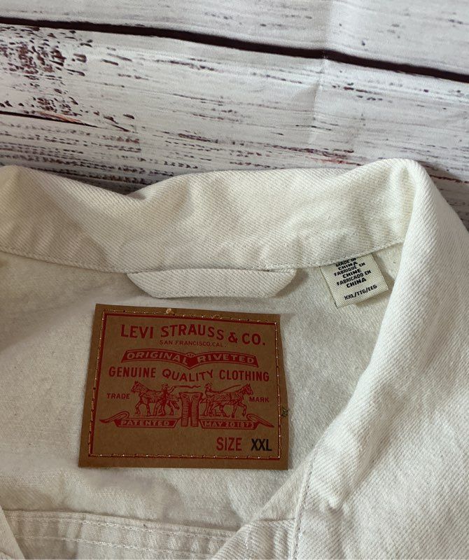Men's Levi's Off White Trucker Jacket Size XXL