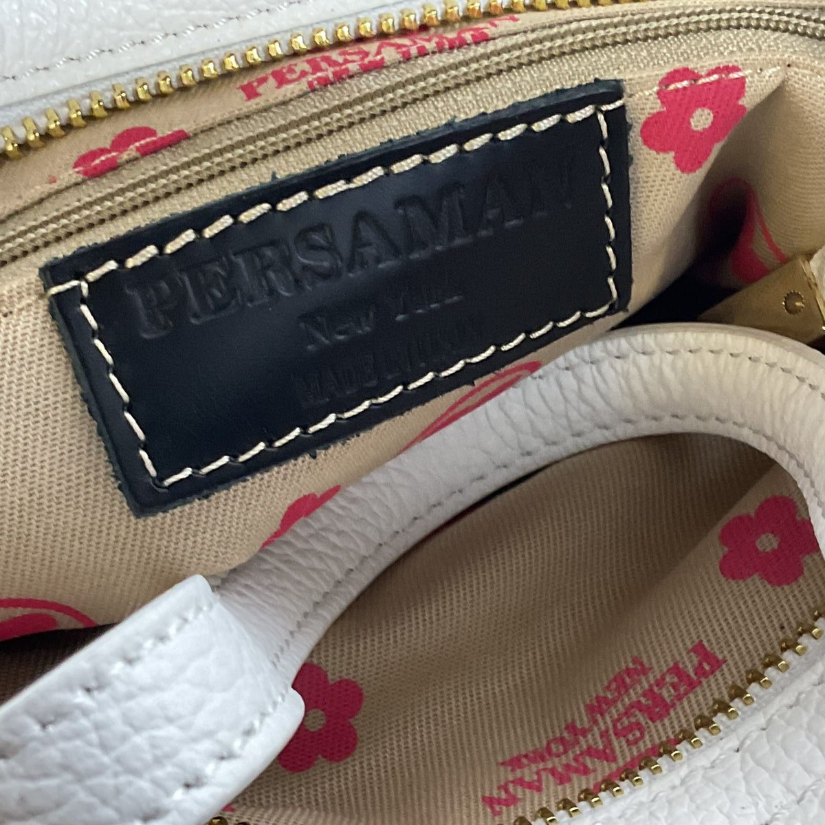PERSAMAN New York Blue & White Emberoidered Shoulder Bag