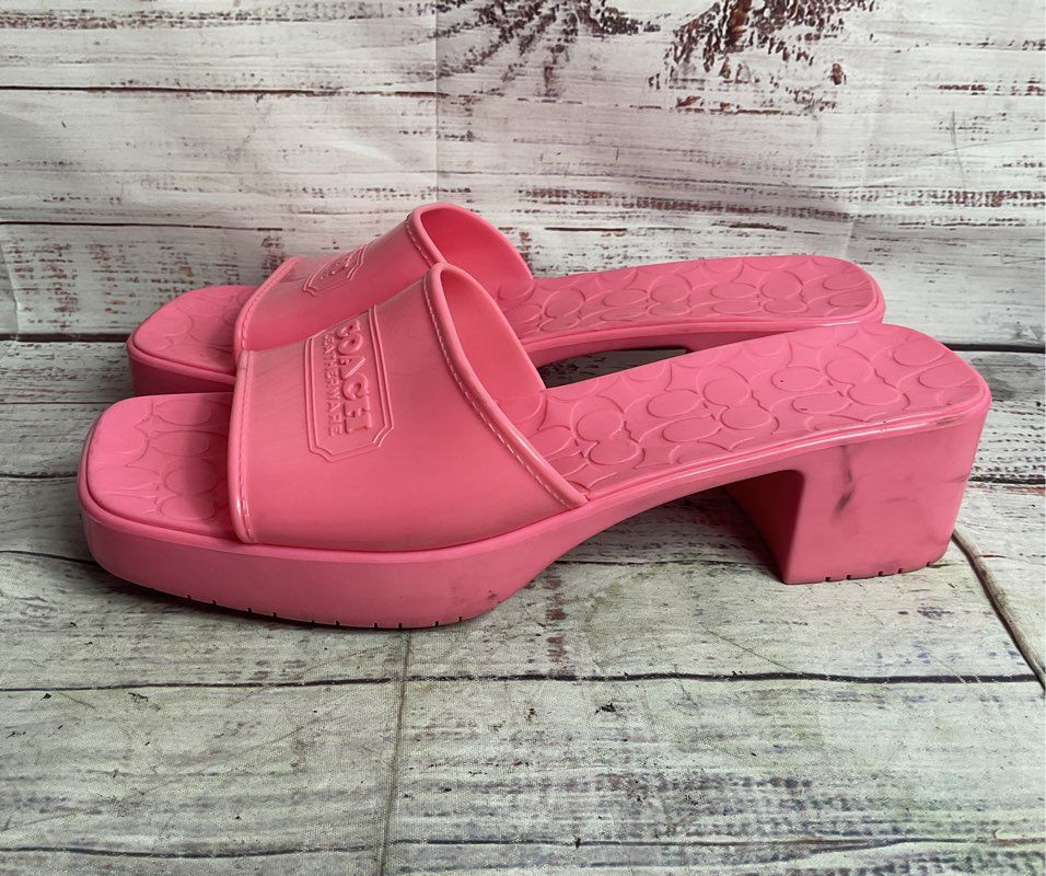 Coach Scarlett Rubber Sandals Pink 10