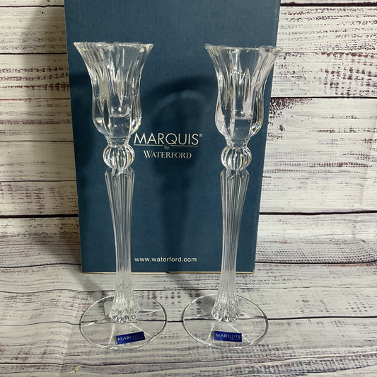 Pair of MARQUIS by WATERFORD Sheridan 10" Candlesticks