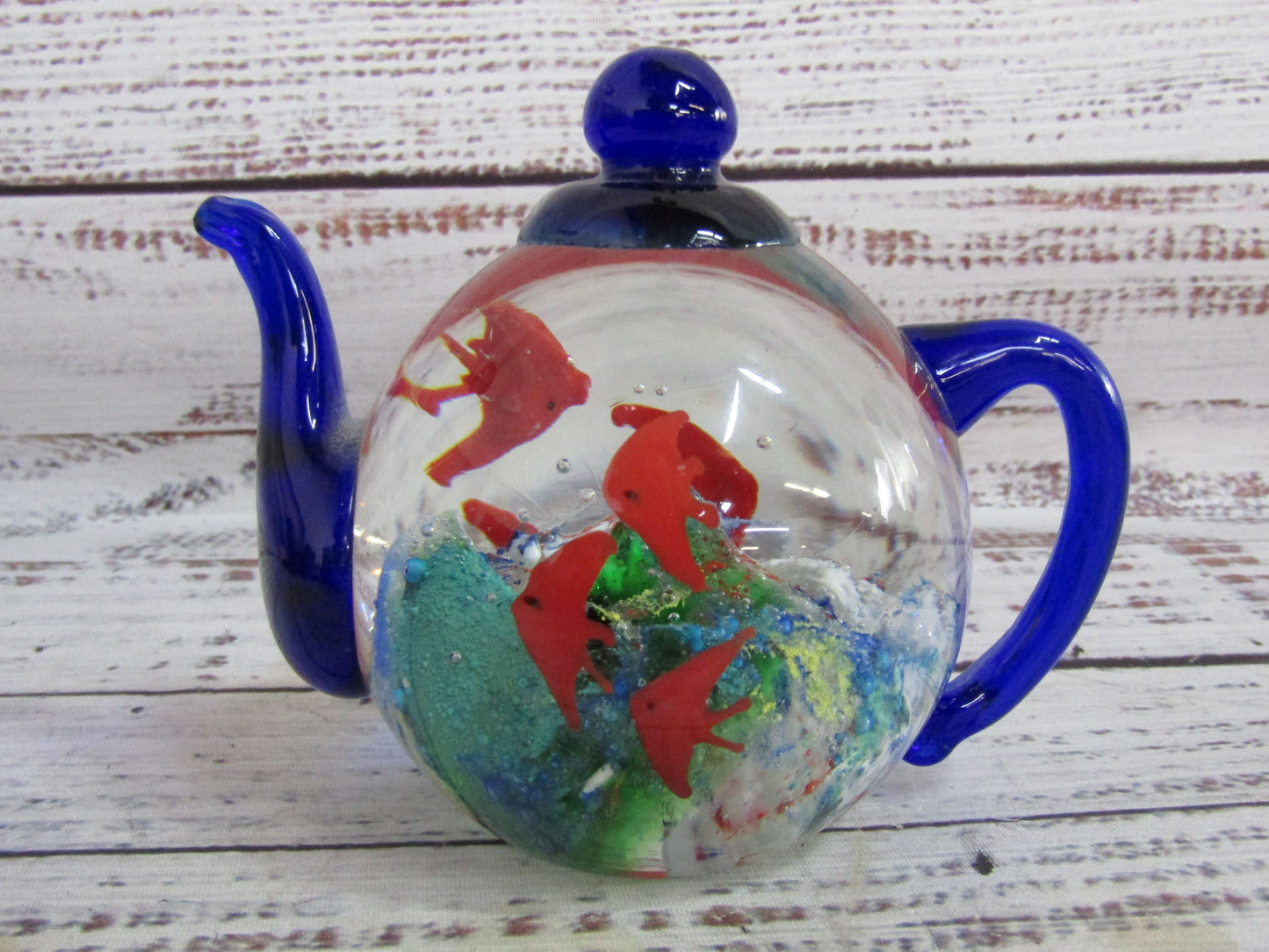 Dynasty Gallery Handblown Glass Fish Teapot Paperweight