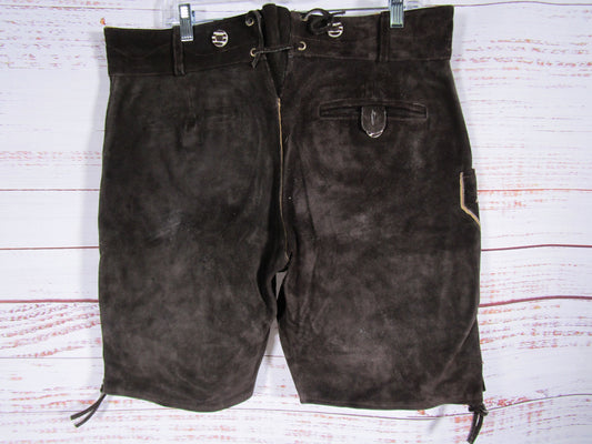 RideX Men's Brown Suede Lederhosen Shorts Size 32