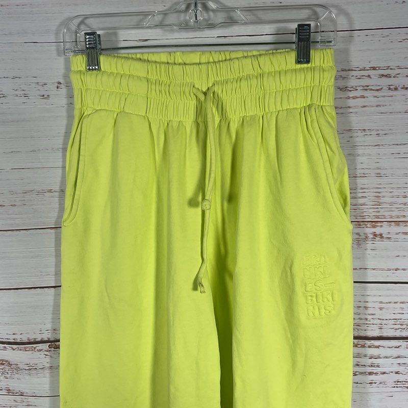 NEW w/ DMG Frankies Bikinis Lime Green Embossed High Rise Jogger Pants - Size XL
