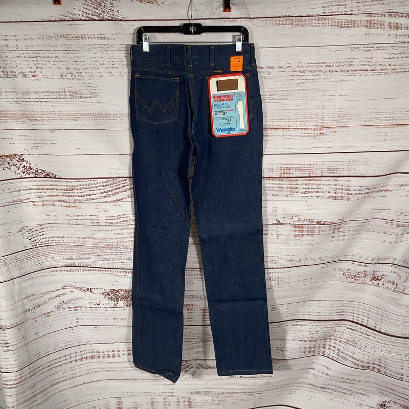 Vintage 80s Deadstock Wrangler Middleweight 12.25 oz Straight Leg Jeans 31x36