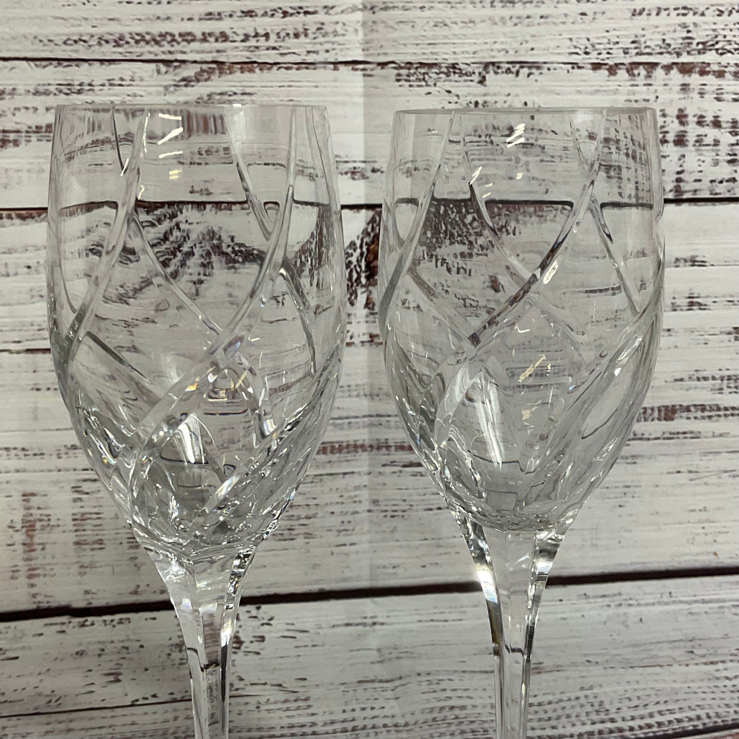 Pair of MIKASA Olympus Crystal Swirl Pattern Wine Glasses