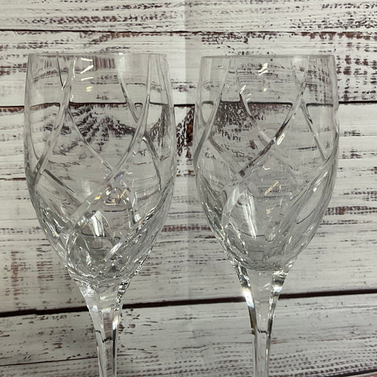 Pair of MIKASA Olympus Crystal Swirl Pattern Wine Glasses