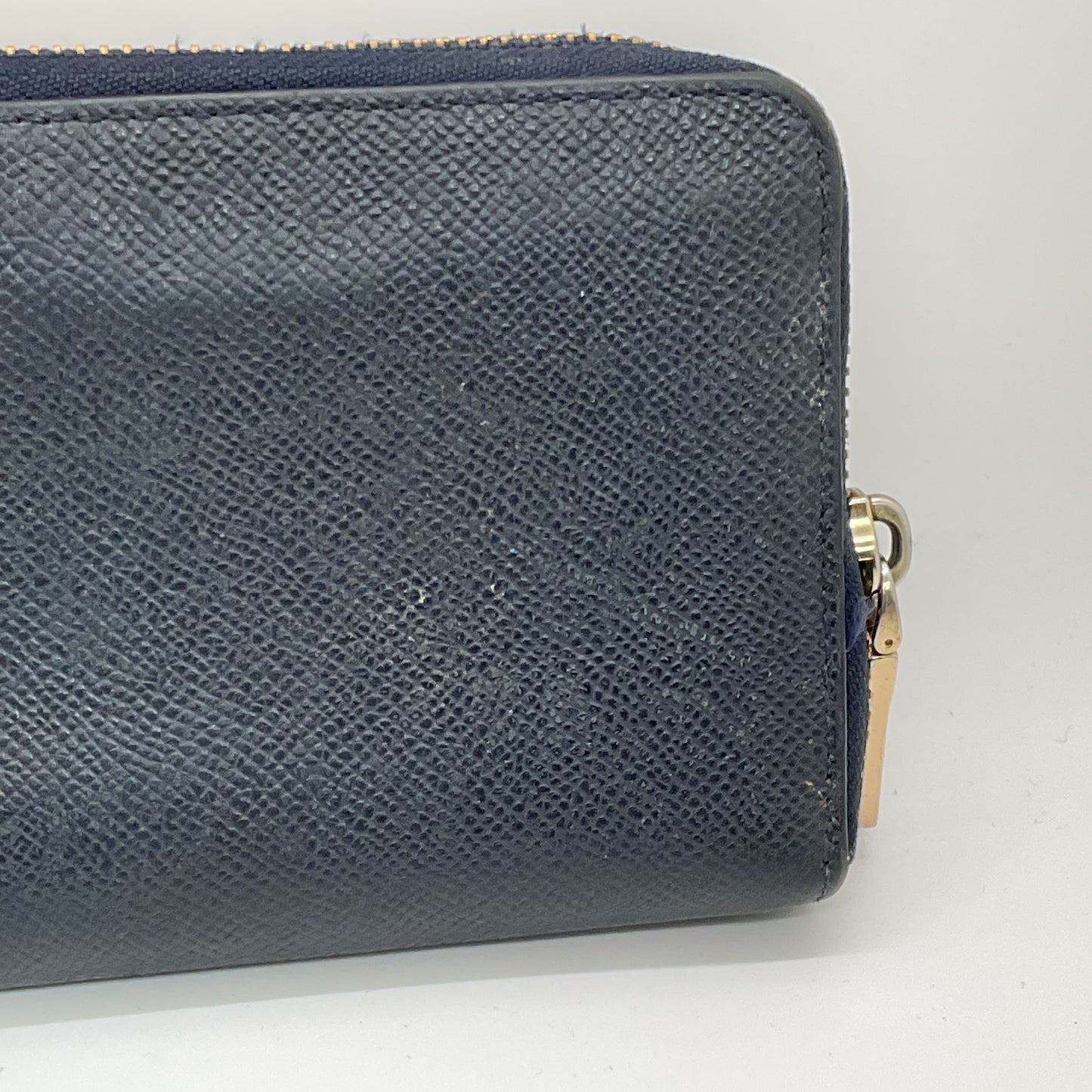 COACH Blue Colorblock Accordion Zip Crossgrain Leather Wallet