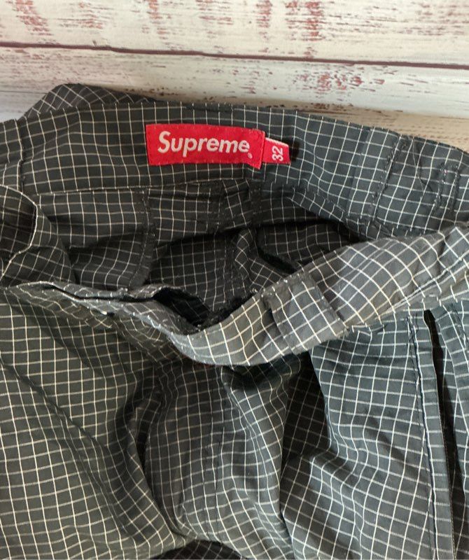 Men's Supreme Black/White Check Print Utility Pants Size 32
