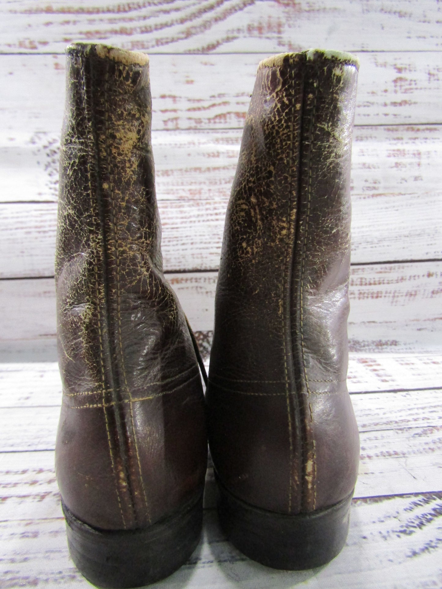 Antique Friedman Shelby Boys Brown Leather Boots UNKNOWN SIZE