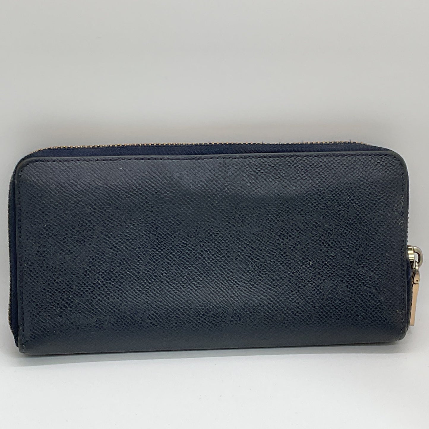COACH Blue Colorblock Accordion Zip Crossgrain Leather Wallet