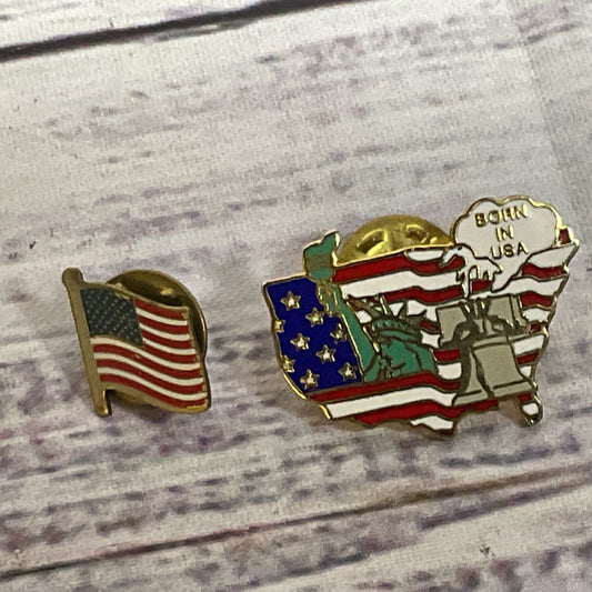 VINTAGE USA Lapel Pins- Set of 2