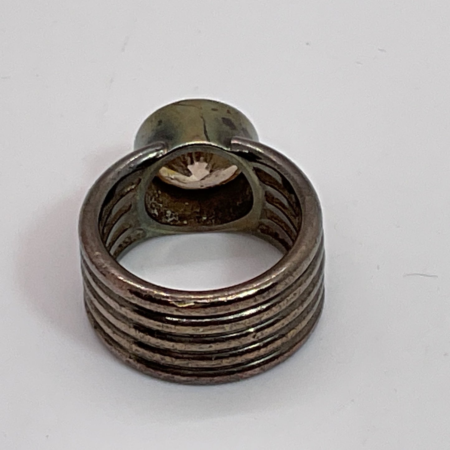 Sterling Silver & Smokey Quartz SZ 5.5 Ring- 11.80g
