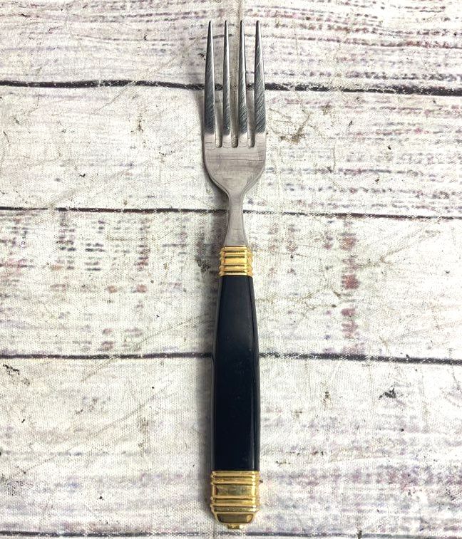 Laslo Mikasa Continental Set of 11 Stainless Steel Small Forks Black Gold