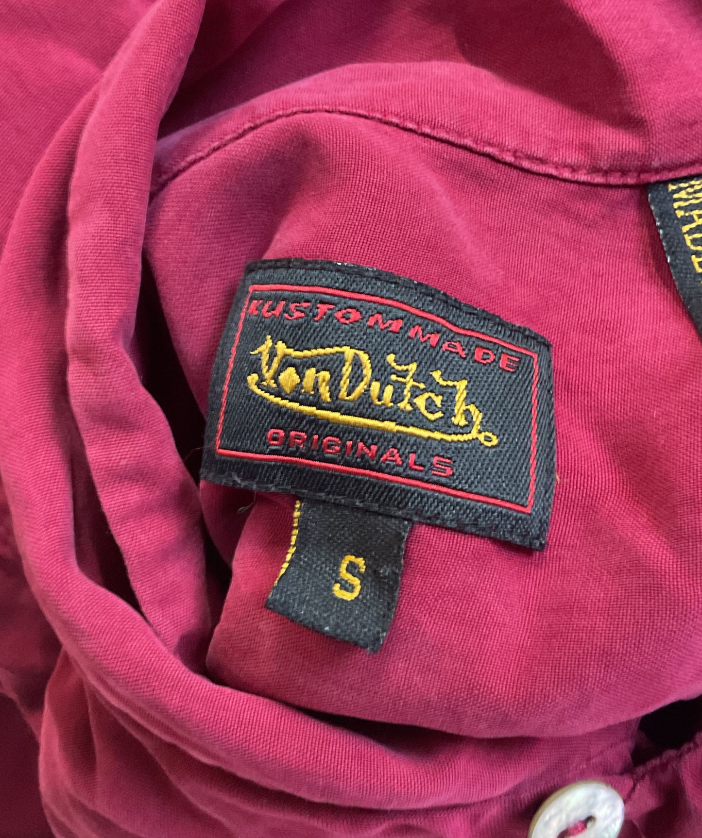 Von Dutch Vintage Silk Button Long Sleeve Shirt Burgundy S