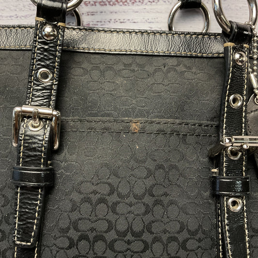 Coach Black Jacquard Fabric Patent Leather F1182-18806E Gallery Tote Purse