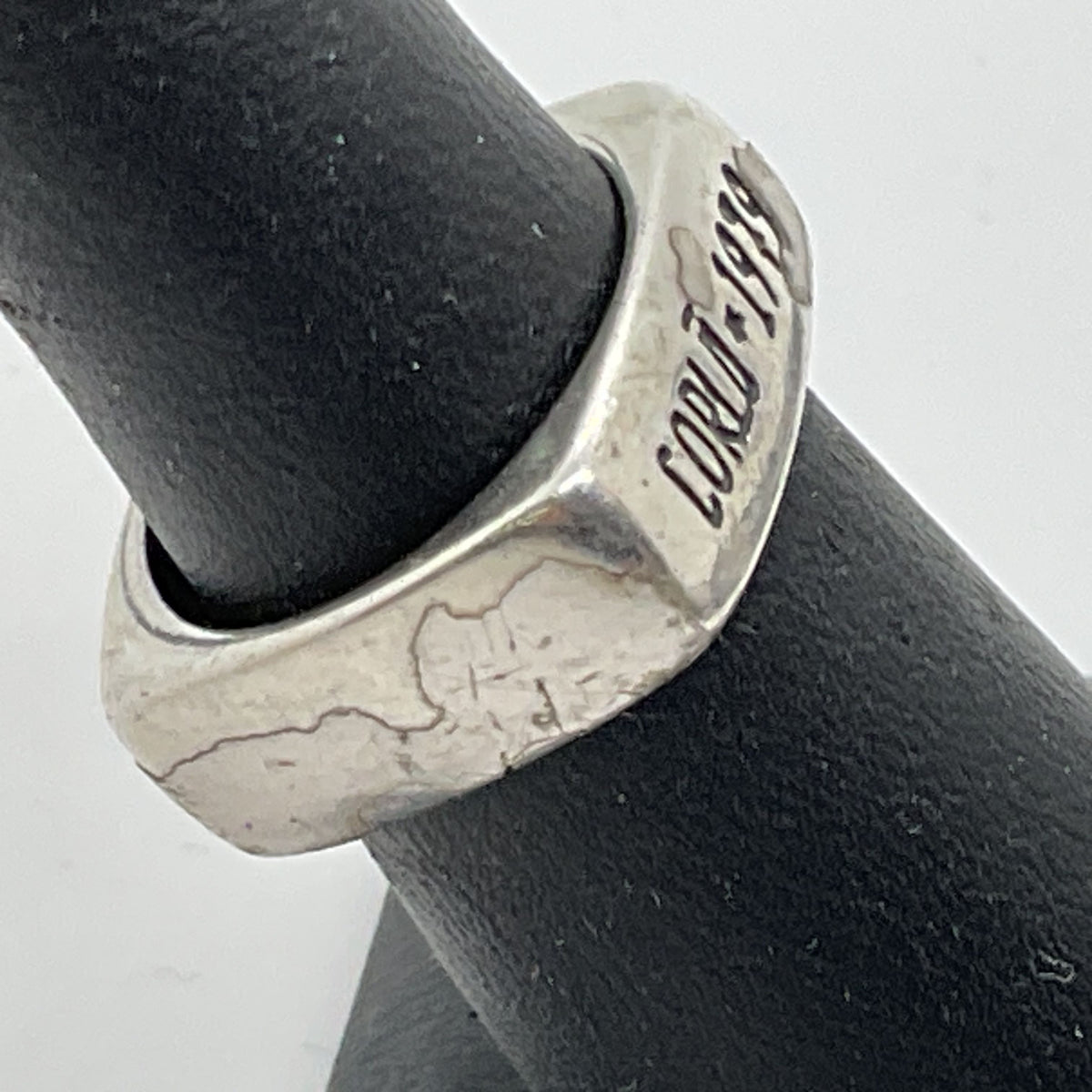 Corlù 1979 Italy Sterling Silver Rhodium Plated Square SZ 5.75 Ring- 4.76g