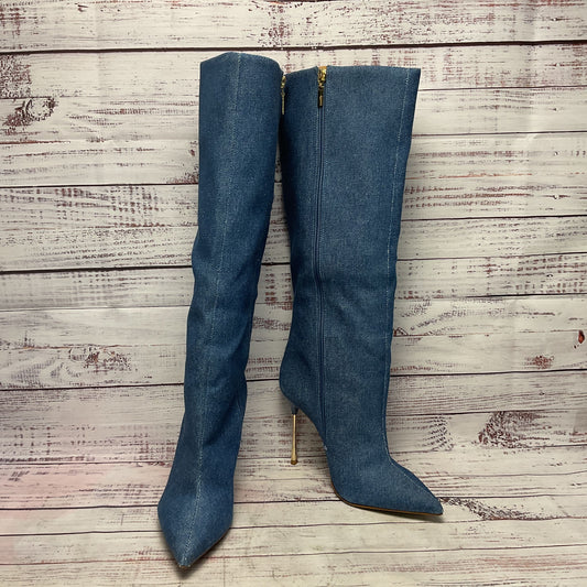 Schutz Blue Denim Jean Material Tall Heel Boot Women Size 9