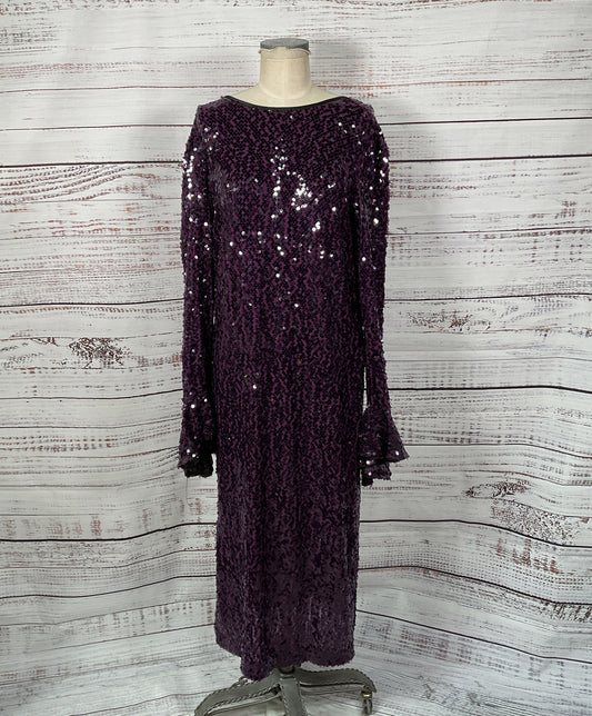 Mantu Purple Sequin Formal Dress - Size Large