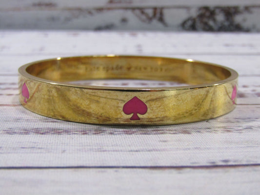 Kate Spade Gold Plated Love Knot Bracelet & Pink Spade Enamel Bangel Bracelet