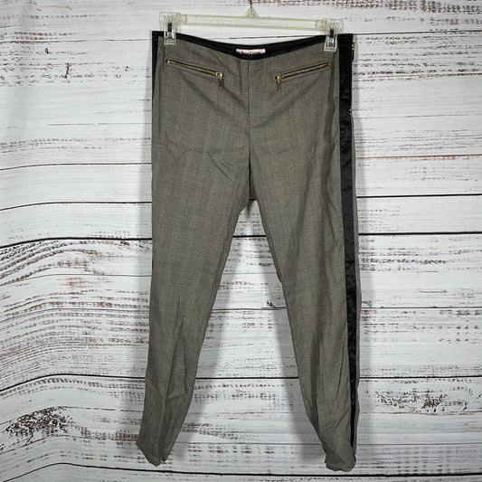 NWT Juicy Couture Prince of Wales Gray Check Pants w/ Black Side Stripe Size 12