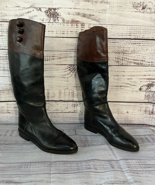 Women's Made in Italy Inca Black W/brown low heel boot Size 36.5 US 6