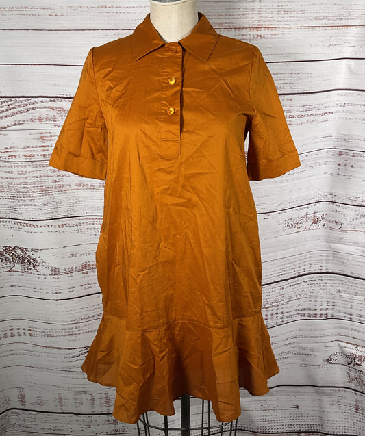 Comptoir Des Cotonniers Cotton Veil Short Sleeve Polo Dress Orange 38