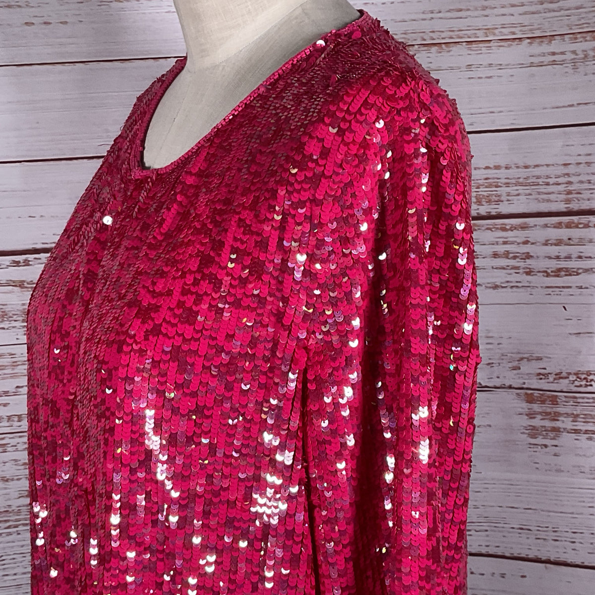CONIGLIO Women's Pink Sequin & Fringe Cardigan Jacket- SEE MEASUREMENTS