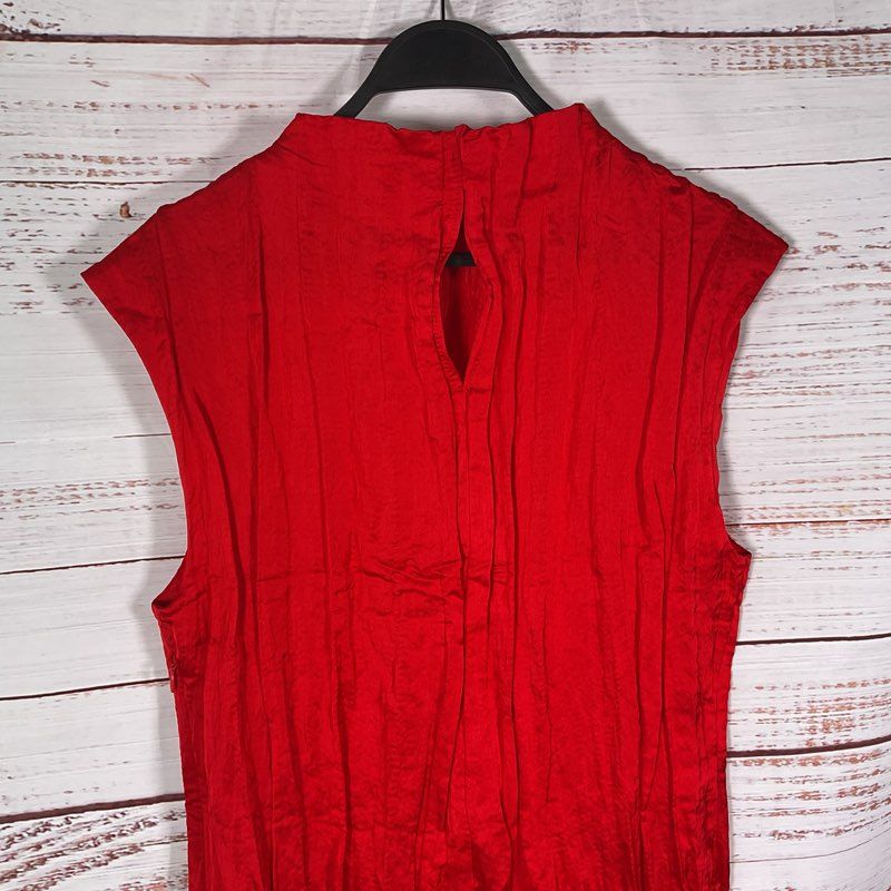 & Other Stories Red Mockneck Crepe Midi Casual Dress - Size Medium