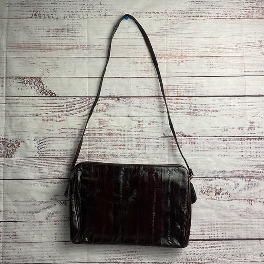 Genuine Brown Eel Skin Shoulder Bag Purse Made in Korea